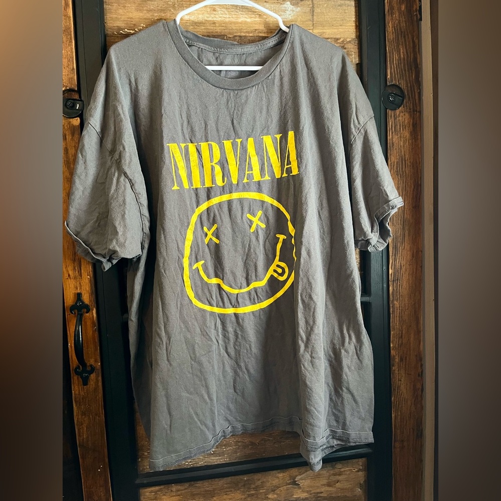 Nirvana Oversized Gray T-Shirt with Yellow Logo